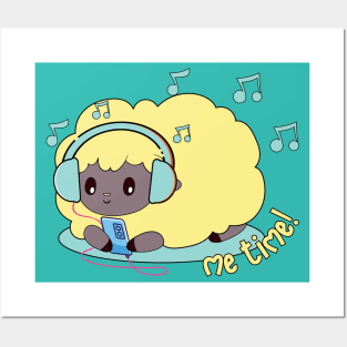 cute yellow sheep listening to music Posters and Art